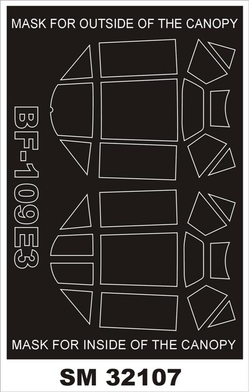 Messerschmitt Bf-109E-3 canopy frame paint masks (inside and outside) (designed to be used with Trumpeter kits)