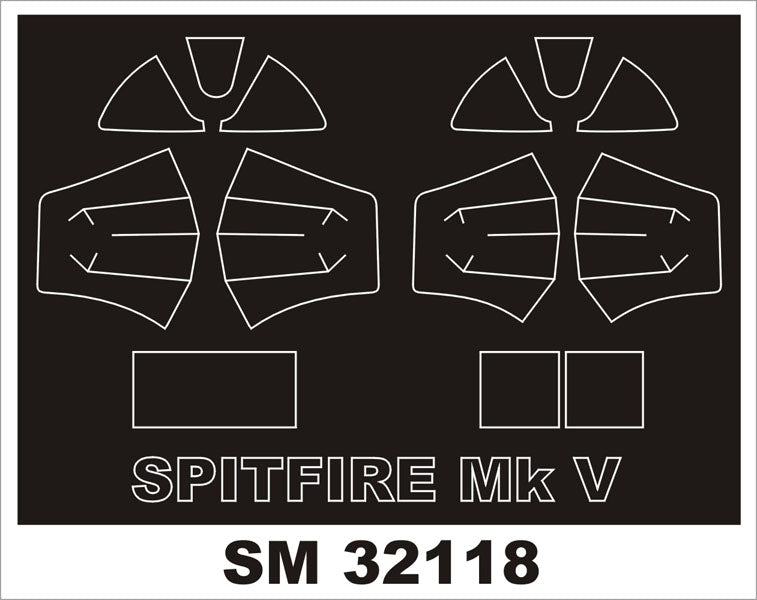 Supermarine Spitfire Mk.VB canopy frame paint masks (inside and outside) (designed to be used with Hobby Boss kits)