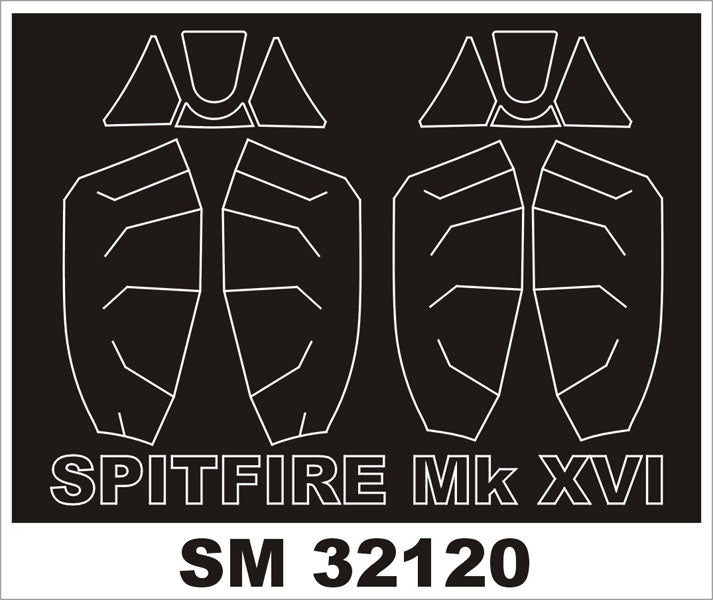 Supermarine Spitfire Mk.XVI canopy frame paint masks (inside and outside) (designed to be used with Tamiya kits)