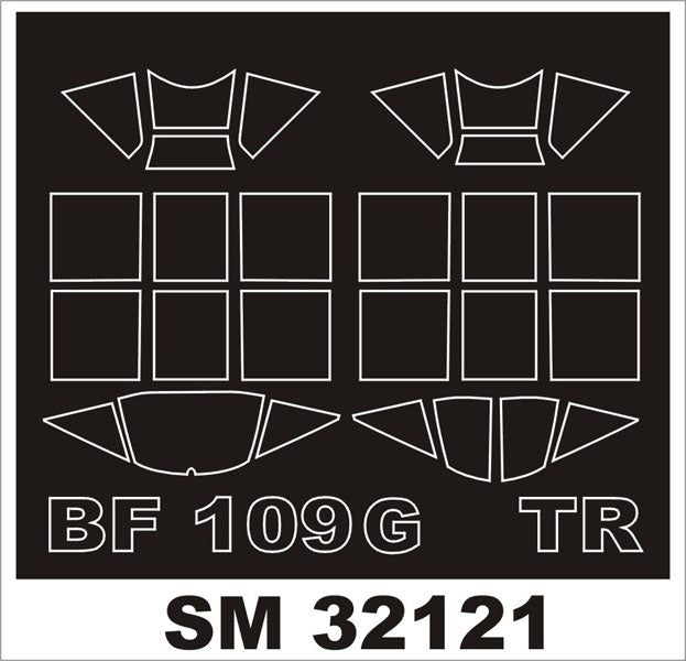 Messerschmitt Bf-109G-6 (EARLY) canopy frame paint masks (inside and outside) (designed to be used with Trumpeter kits)