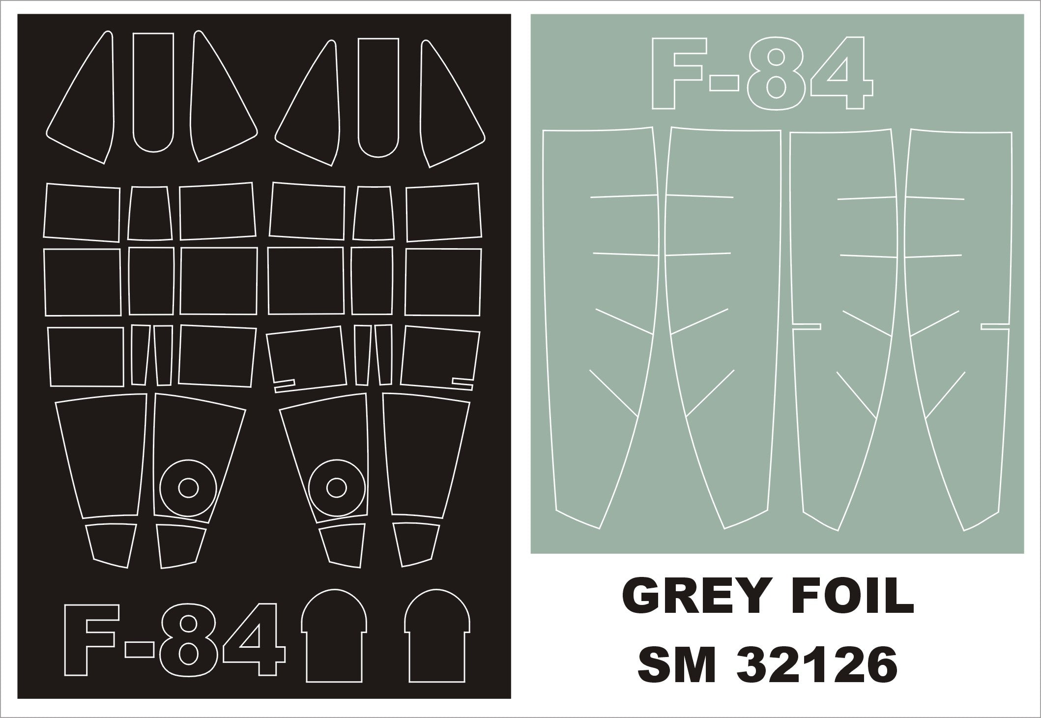 Republic F-84E Thunderjet canopy frame paint masks (inside and outside) (designed to be used with Hobby Boss kits)