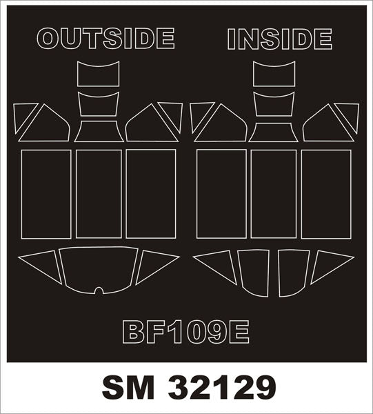 Messerschmitt Bf-109E-4/7 canopy frame paint masks (inside and outside) (designed to be used with DRAGON kits)