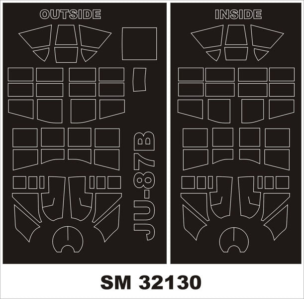 Junkers Ju-87B-2 'Stuka' canopy frame paint masks (inside and outside) (designed to be used with Trumpeter kits)