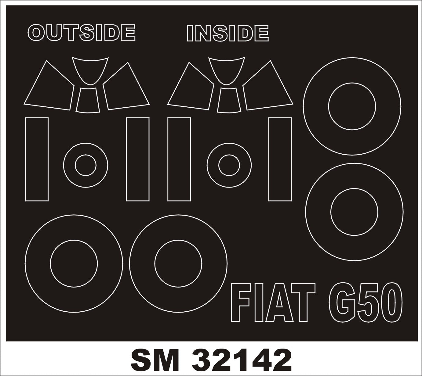 FIAT G.50 canopy frame paint masks (inside and outside) (designed to be used with Special Hobby kits)