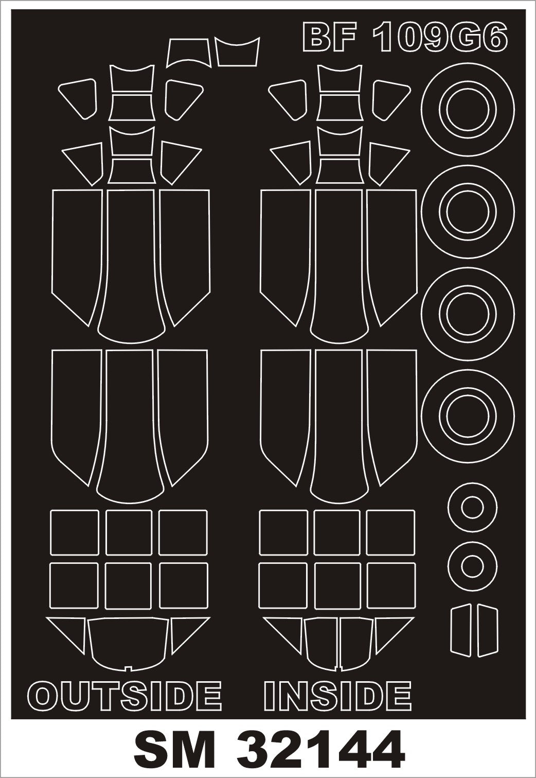 Messerschmitt Bf-109G-6 canopy frame paint masks (inside and outside) (designed to be used with Revell kits)