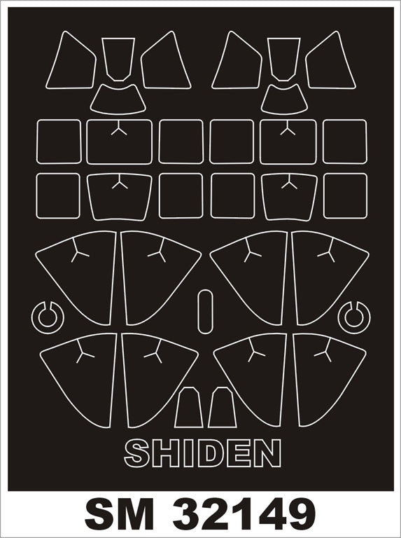 Kawanishi N1K2-J SHIDEN canopy frame paint masks (inside and outside) (designed to be used with Hasegawa kits)