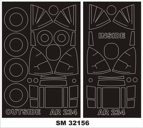 Arado Ar-234B & Ar-234B-2N (canopy frame paint masks (inside and outside)) (designed to be used with Fly kits)