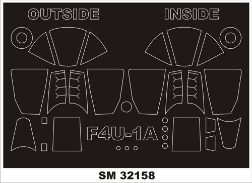 Vought F4U-1A Corsair (canopy frame paint masks (inside and outside)) (designed to be used with Tamiya kits)