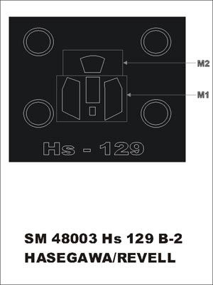 Henschel Hs-129B-2 canopy frame paint mask (outside only) (designed to be used with Hasegawa kits)