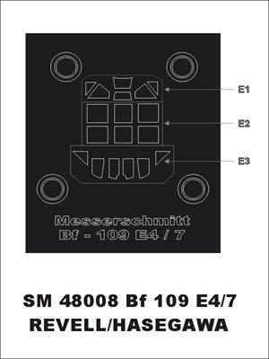 Messerschmitt Bf-109E-4/Bf-109E-7 canopy frame paint mask (outside only) (designed to be used with Revell kits)[Bf-109E-4/7]