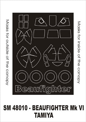 Bristol Beaufighter Mk.VI canopy frame paint mask (outside only) (designed to be used with Tamiya kits)