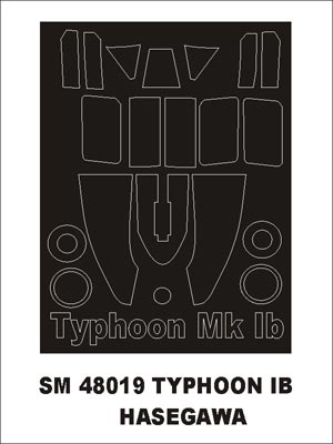 Hawker Typhoon Mk.IB canopy frame paint mask (outside only) (designed to be used with Hasegawa kits)