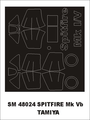 Supermarine Spitfire Mk.Vb canopy frame paint mask (outside only) (designed to be used with Tamiya kits)