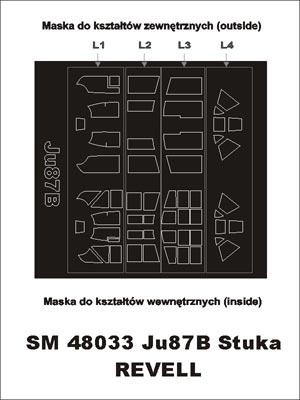 Junkers Ju-87B 'Stuka' canopy frame paint masks (inside and outside) (designed to be used with Revell kits)