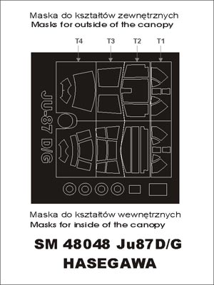 Junkers Ju-87D/G 'Stuka' canopy frame paint masks (inside and outside) (designed to be used with Hasegawa kits)[Ju-87D Ju-87G]