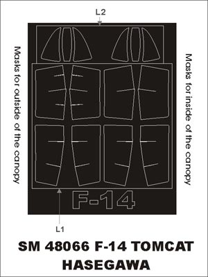 Grumman F-14A Tomcat canopy frame paint masks (inside and outside) (designed to be used with Hasegawa kits)[F-14B F-14D]