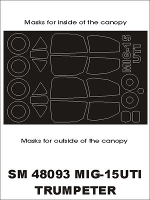 Mikoyan MiG-15UTI canopy frame paint masks (inside and outside) (designed to be used with Trumpeter kits)