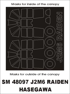 Mitsubishi J2M3 Raiden Jack canopy frame paint masks (inside and outside) (designed to be used with Hasegawa kits)