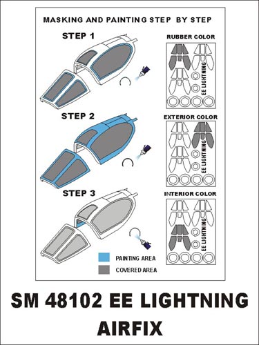 BAC/EE Lightning F.2A/F.6 canopy frame paint masks (inside and outside) (designed to be used with Airfix kits) [F.2A/F.2A/F.3/F.6]