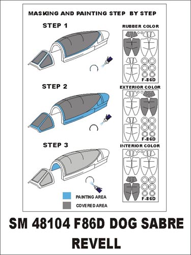 North-American F-86D canopy frame paint masks (inside and outside) (designed to be used with Revell kits)