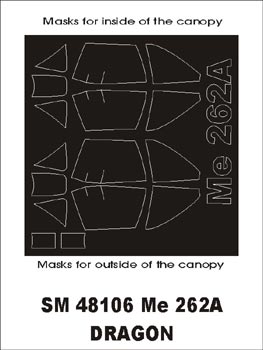Messerschmitt Me-262A canopy frame paint masks (inside and outside) (designed to be used with Dragon kits)
