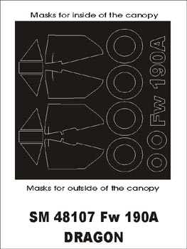 Focke-Wulf Fw-190A canopy frame paint masks (inside and outside) (designed to be used with Dragon kits) [Fw-190A-4 Fw-190A-5 Fw-190A-7 Fw-190A-8]