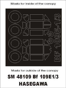 Messerschmitt Bf-109E-3 canopy frame paint masks (inside and outside) (designed to be used with Hasegawa kits)