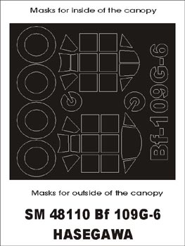 Messerschmitt Bf-109G-6 canopy frame paint masks (inside and outside) (designed to be used with Hasegawa kits)