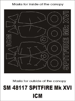 Supermarine Spitfire Mk.XVI canopy frame paint masks (inside and outside) (designed to be used with ICM UA UK kits)
