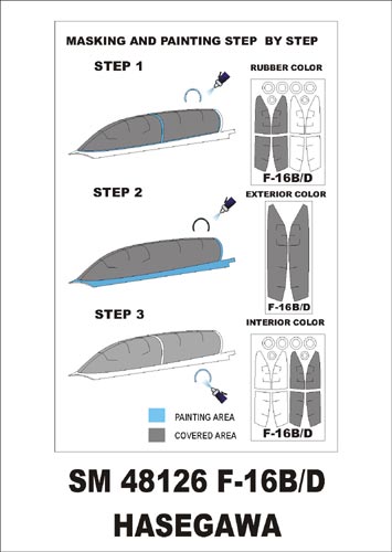 General-Dynamics F-16B/D canopy frame paint masks (inside and outside) (designed to be used with Hasegawa kits)