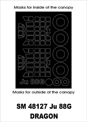 Junkers Ju-88G canopy frame paint masks (inside and outside) (designed to be used with Dragon kits)