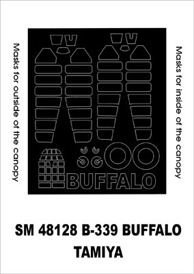 Brewster B-339 Buffalo canopy frame paint masks (inside and outside) (designed to be used with Tamiya kits)