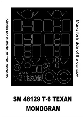 North-American T-6G Texan canopy frame paint masks (inside and outside) (designed to be used with Revell/Monogram kits)