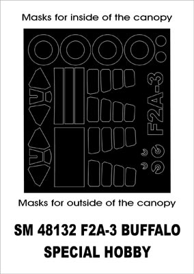 Brewster F2A-3 Buffalo canopy frame paint masks (inside and outside) (designed to be used with Special Hobby kits)
