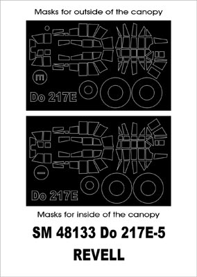 Dornier Do-217E-5 canopy frame paint masks (inside and outside) (designed to be used with Monogram and Revell kits)[Do 217E-4]
