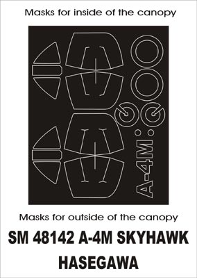 Douglas A-4M Skyhawk canopy frame paint masks (inside and outside) (designed to be used with Hasegawa kits)