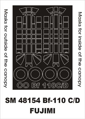 Messerschmitt Bf-110C canopy frame paint masks (inside and outside) (designed to be used with Fujimi kits)