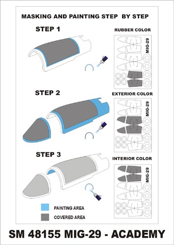 Mikoyan MiG-29A canopy frame paint masks (inside and outside) (designed to be used with Academy kits)