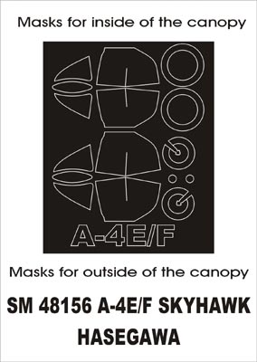 Douglas A-4E / A-4F Skyhawk canopy frame paint masks (inside and outside) (designed to be used with Hasegawa kits)