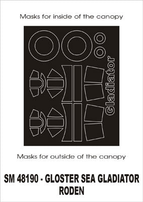 Gloster Sea Gladiator canopy frame paint masks (inside and outside) (designed to be used with Eduard kits and Roden kits)