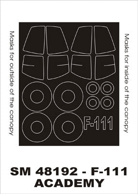 General-Dynamics F-111 canopy frame paint masks (inside and outside) (designed to be used with Academy kits)