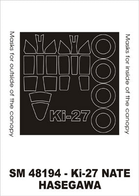 Nakajima Ki-27 Nate canopy frame paint masks (inside and outside) (designed to be used with Hasegawa kits)