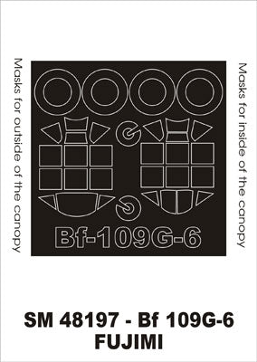 Messerschmitt Bf-109G-6 canopy frame paint masks (inside and outside) (designed to be used with Fujimi kits)