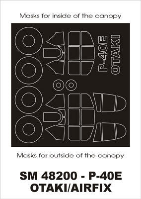 Curtiss P-40E Kittyhawk canopy frame paint masks (inside and outside) (designed to be used with Otaki/Aifix kits)