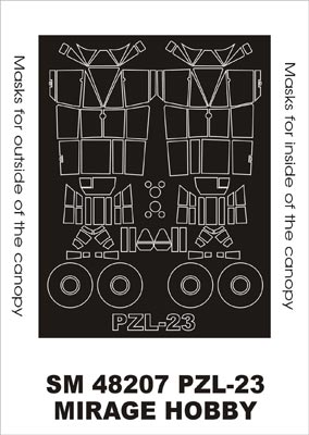 PZL P.23 Karas canopy frame paint masks (inside and outside) (designed to be used with Mirage kits)