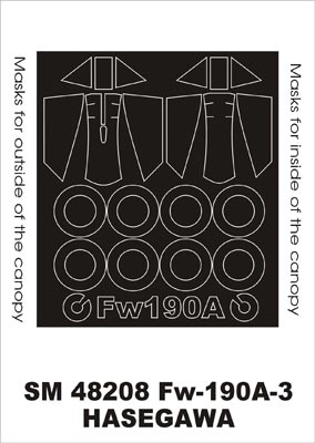 Focke-Wulf Fw-190A-3 canopy frame paint masks (inside and outside) (designed to be used with Hasegawa kits)