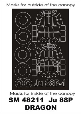 Junkers Ju-88P canopy frame paint masks (inside and outside) (designed to be used with Dragon kits)