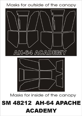 Bell/Boeing AH-64A Apache canopy frame paint masks (inside and outside) (designed to be used with Academy kits)