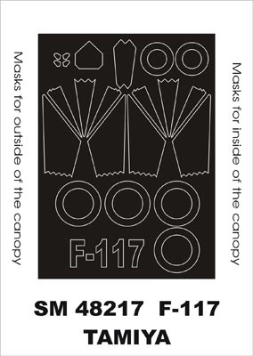 Lockheed F-117 canopy frame paint masks (inside and outside) (designed to be used with Tamiya kits)