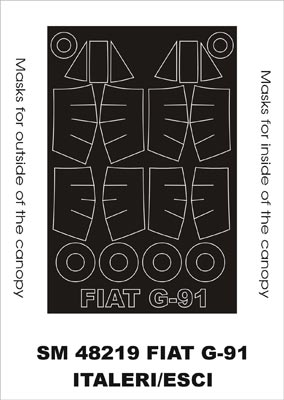 FIAT G.91 canopy frame paint masks (inside and outside) (designed to be used with Italeri/Esci kits)